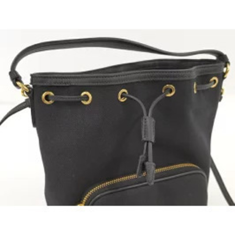PRADA Shoulder Bag Drawstring Duet Canvas Black - Picture 7 of 9